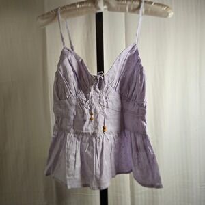 Planet Heart Women's S Lavender Swiss Dot Peplum Cami Top Adjustable‎ Straps